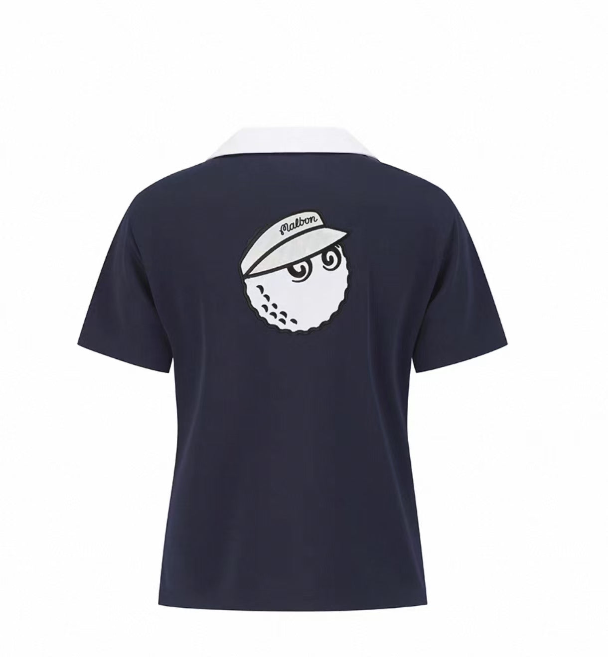 Malbon Women's Slim Fit Breathable Polo Shirt Navy Blue golf polo front view