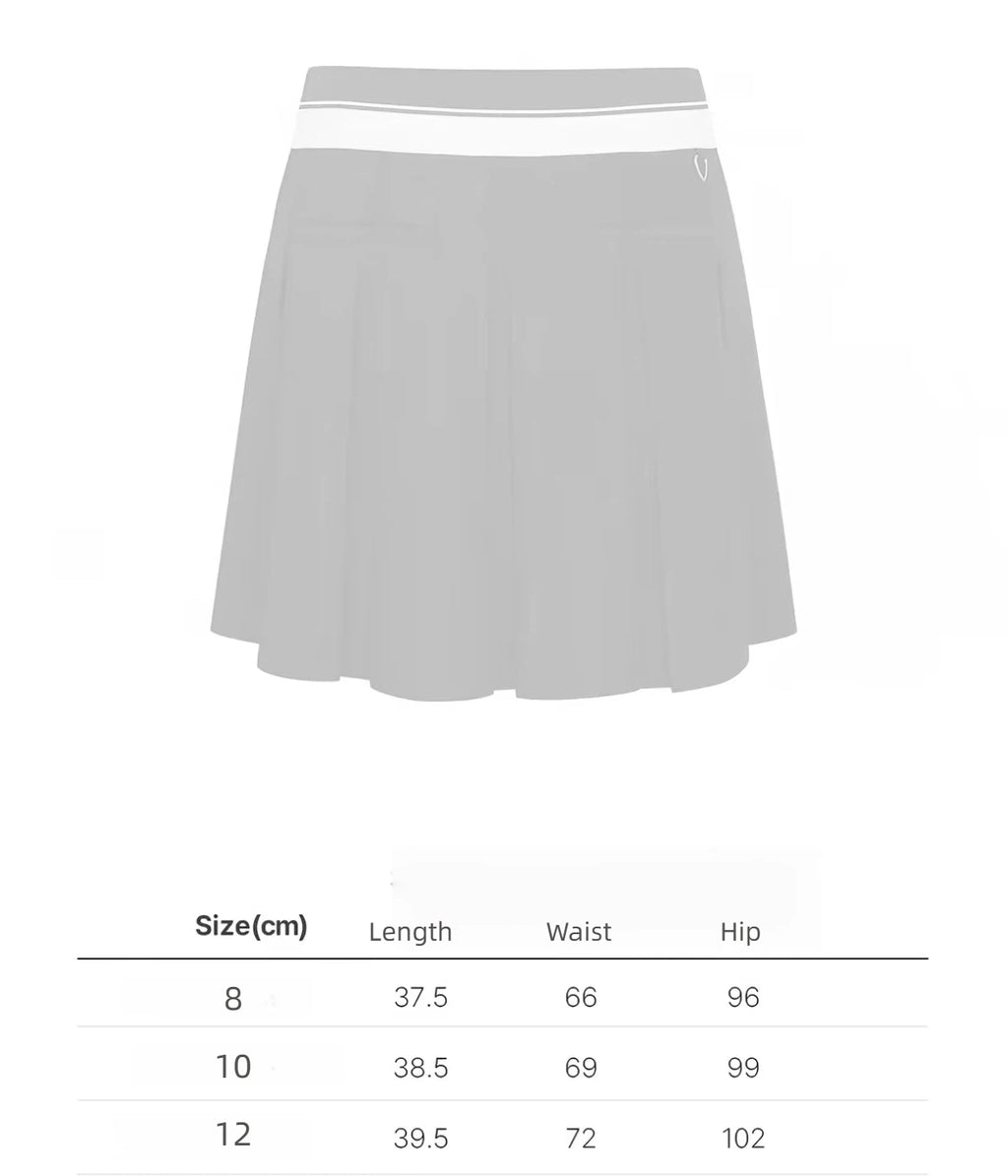Malbon Studio Seoul Logo Banding Pleated Skirt Navy Blue pleated golf skirt detail view