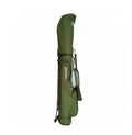 Side profile of the olive green TaylorMade stand golf bag showing the white TaylorMade logo, reinforced stitching, and zippered side pocket. Made from durable, water-resistant material ideal for outdoor play.