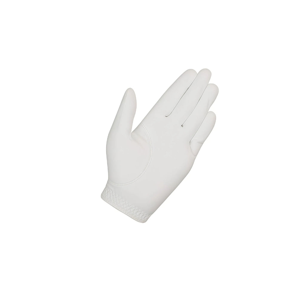 Close-up of the palm side of the TaylorMade U26245 golf glove, showing the smooth synthetic leather surface designed for enhanced grip and durability.