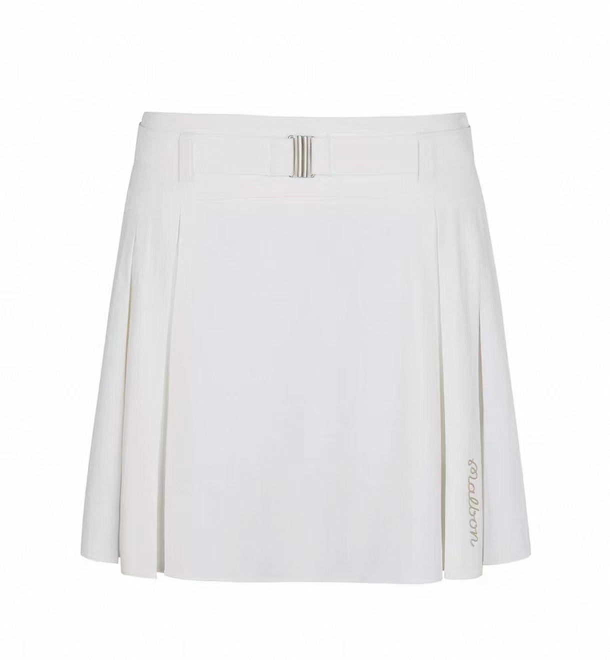 Malbon Studio Seoul Belted Skirt Beige golf skirt detail view