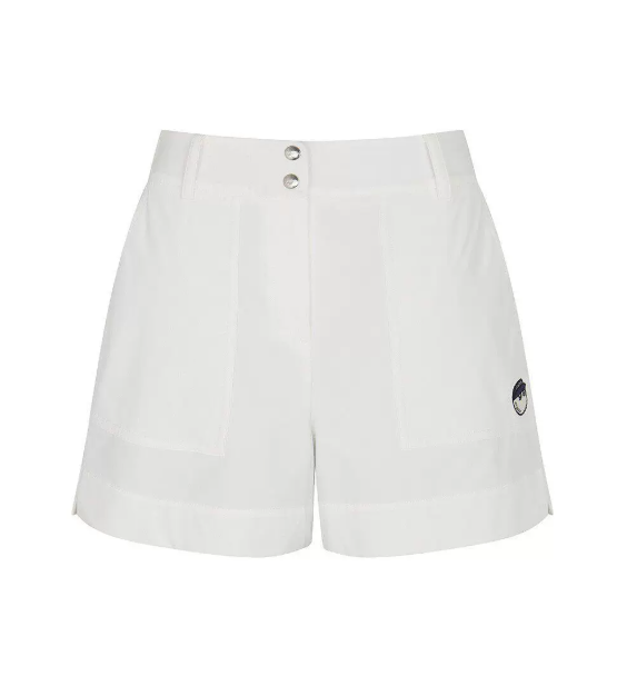 Malbon Women's Logo Quick-Dry Relaxed Shorts White quick-dry golf shorts front view