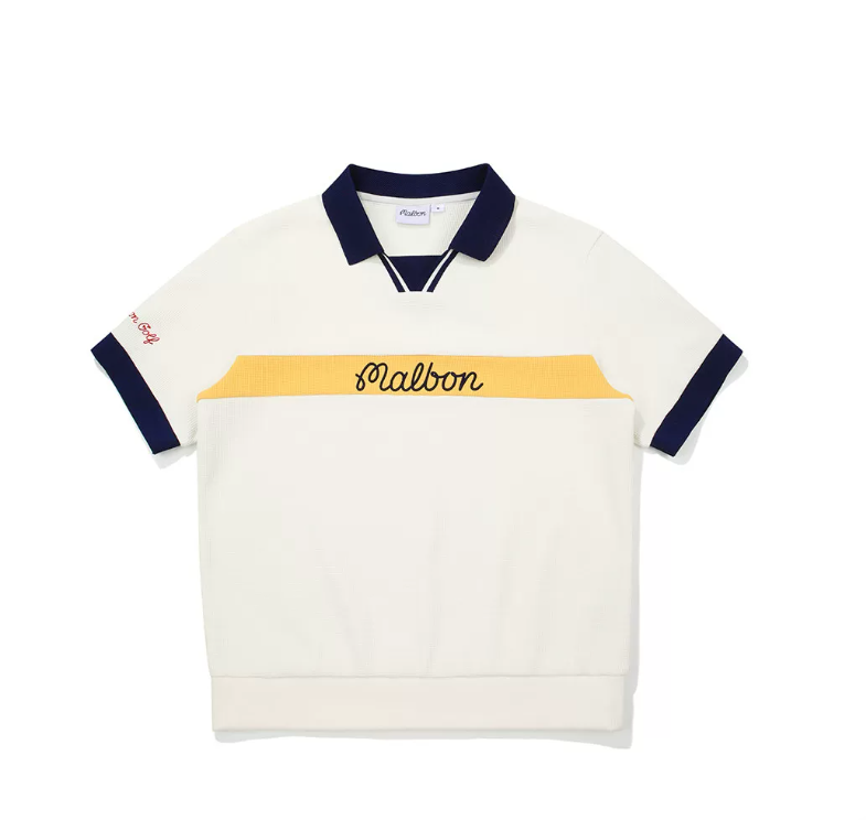 White Malbon women's cooling slim fit golf polo shirt front view