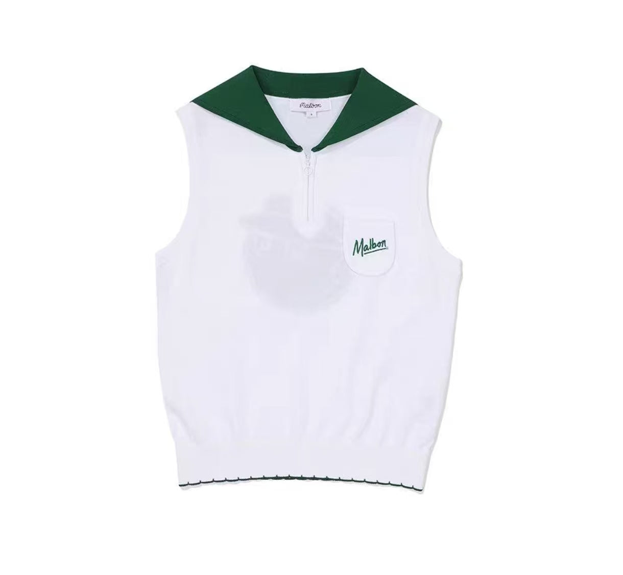 Malbon Women's Knit Short Sleeve Polo Shirt White knit golf polo front view