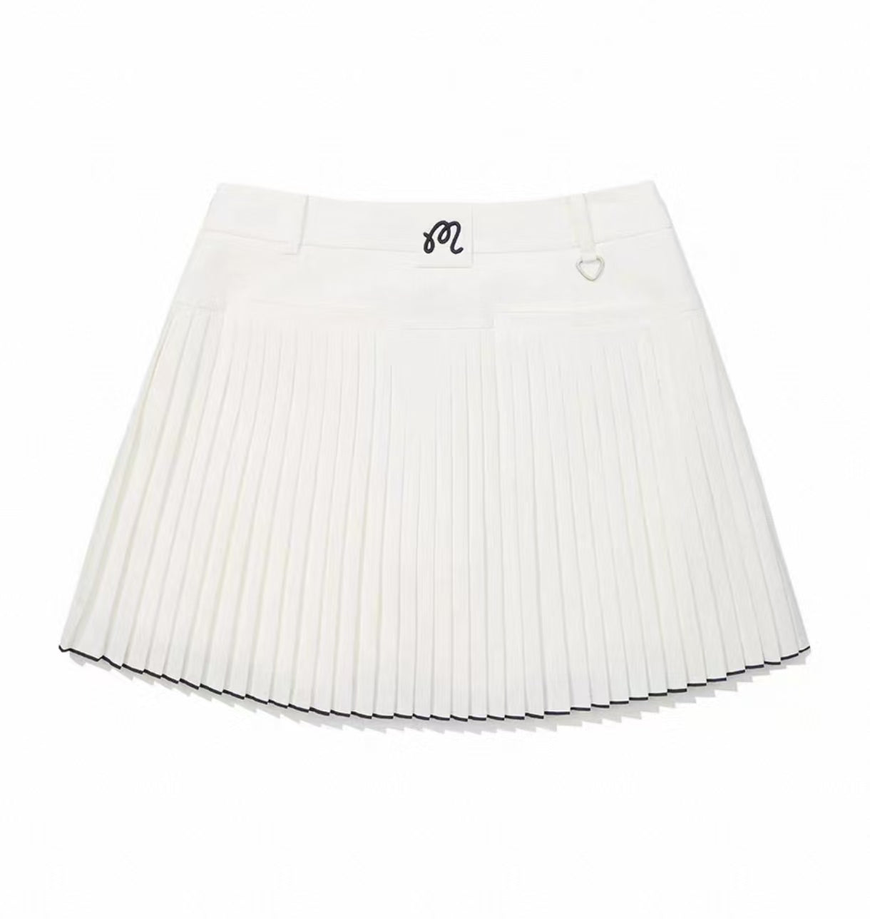 Malbon Studio Seoul Wrap Pleated Skirt White pleated golf skirt detail view
