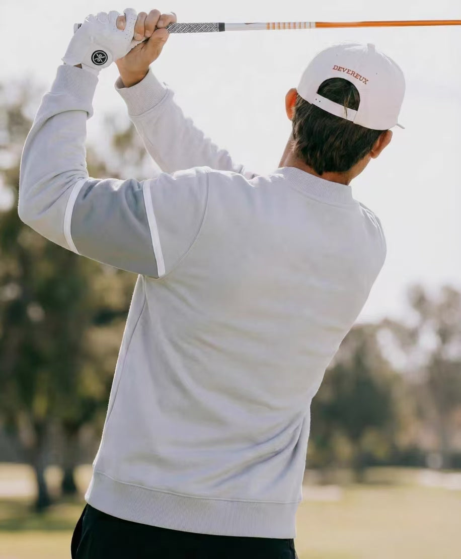 Devereux Golf Men’s Grey Color Block Henley Sweatshirt in Grey - product view