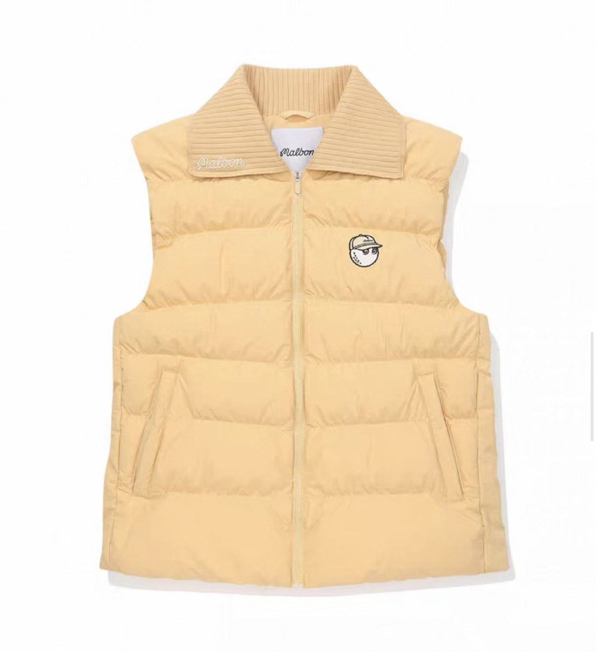 Malbon Golf Women’s Knit Collar Insulated Down Vest yellow front view
