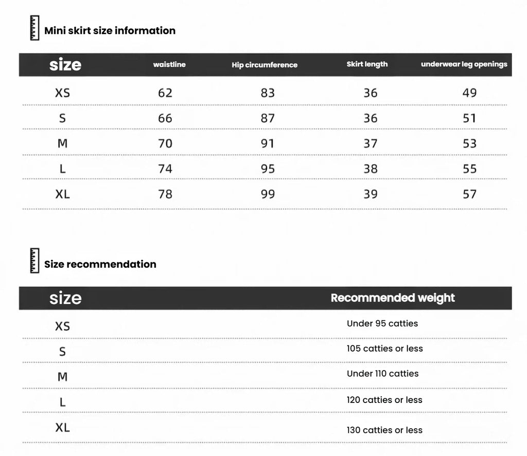 Women’s Breathable Quick-Dry Golf Tennis Shirt Skirt Set size chart
