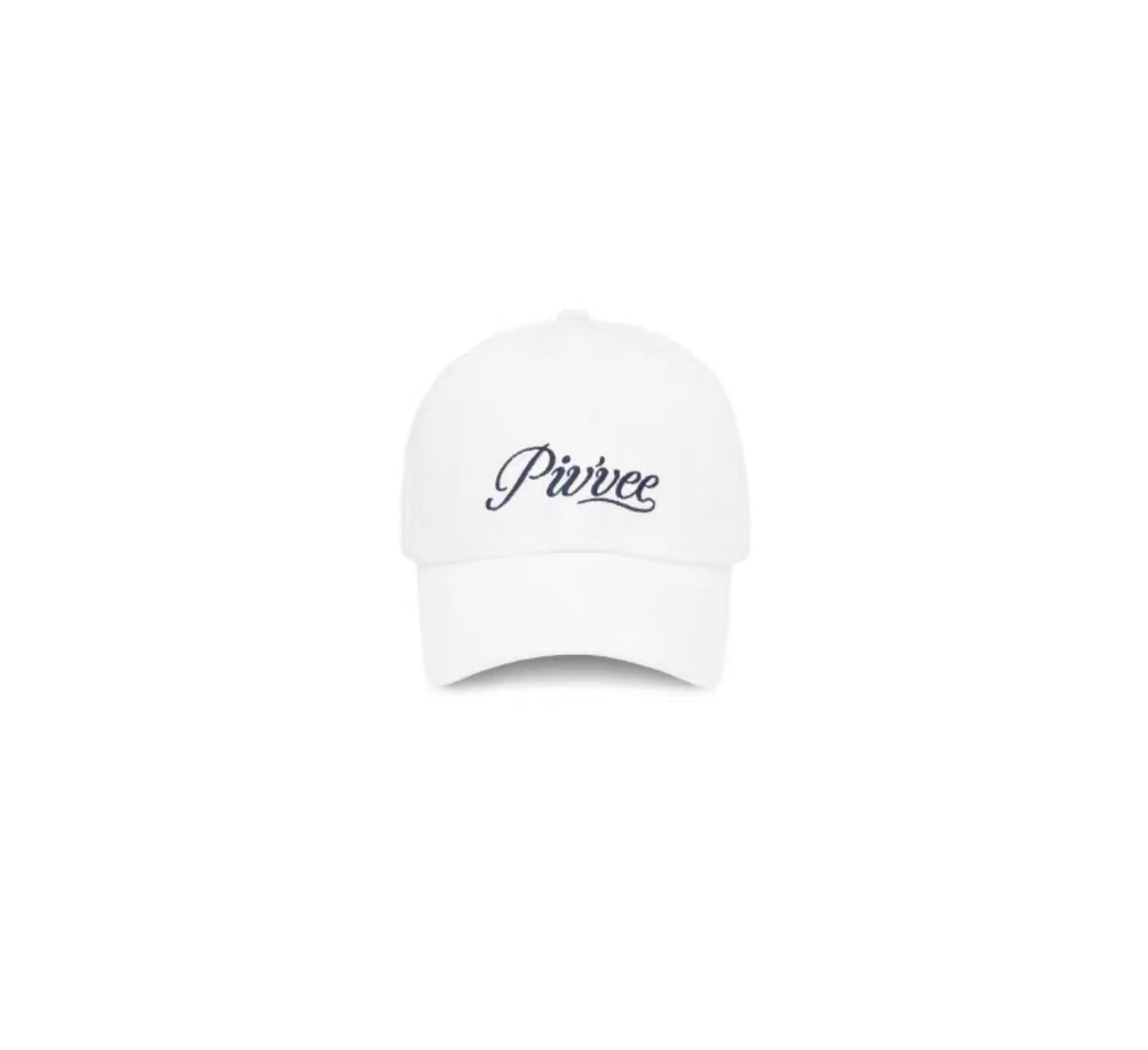 Pivvee women’s SS25 logo golf cap in White, front view