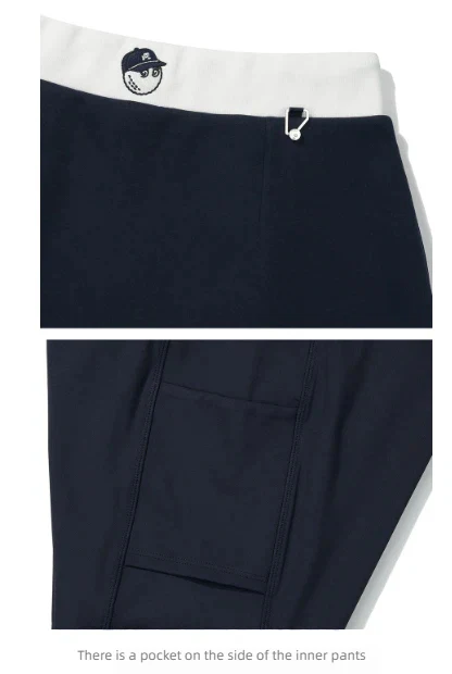 Malbon Women's Golf Skort - Autumn Winter Sport Skirt Dark Blue logo and trim detail