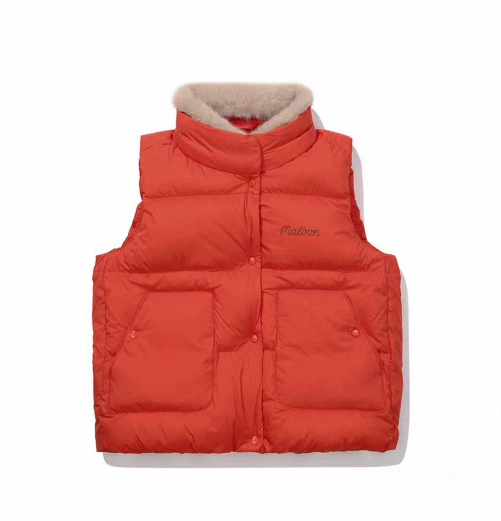 Malbon Golf Women’s Lightweight Thermal Down Vest orange front view