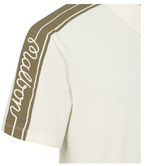 Malbon men's Breathable Casual Athletic Golf Polo in White, trim detail
