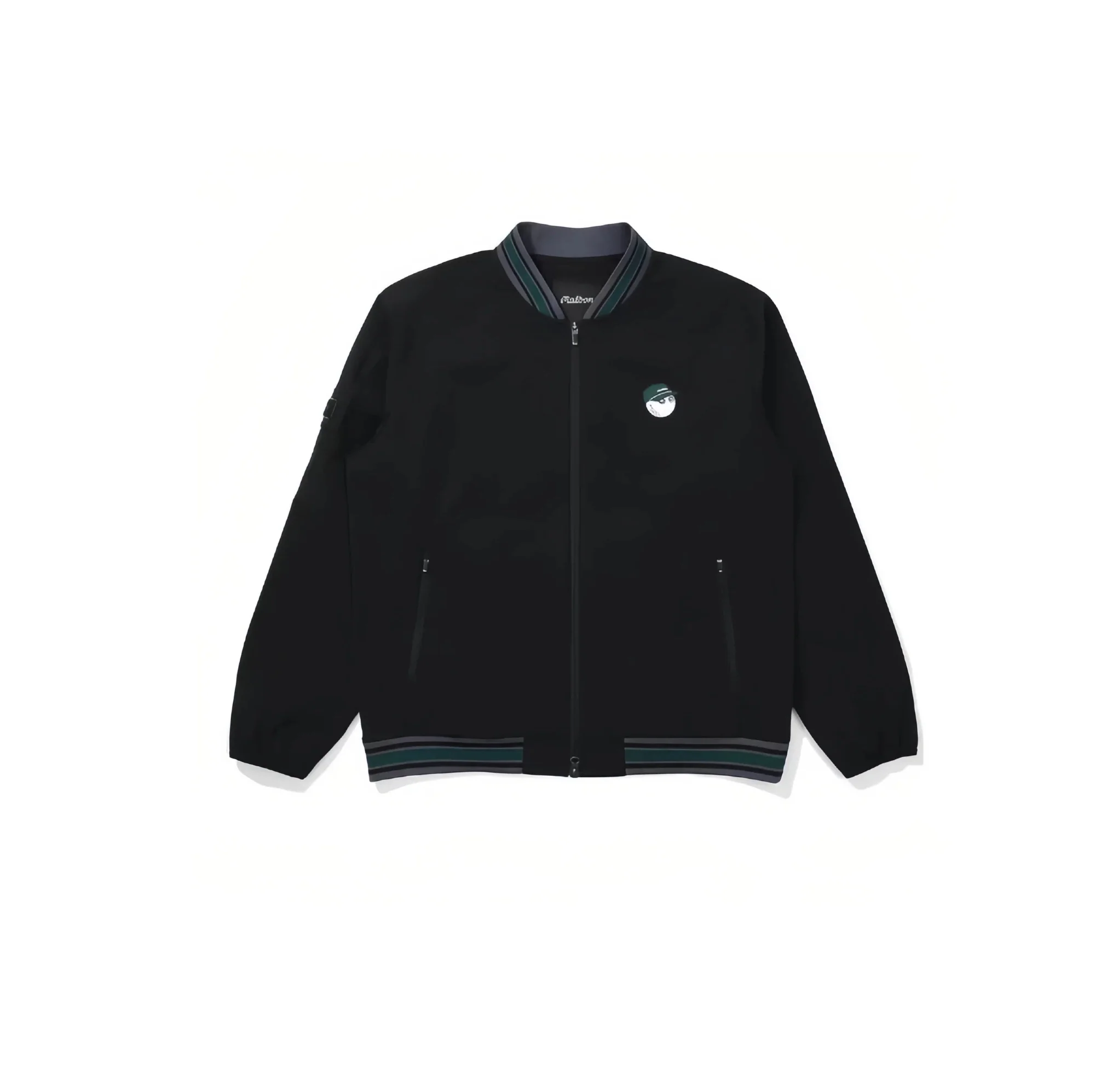 Malbon Men's Golf Zip Jacket - Breathable Sport Outerwear Black front view