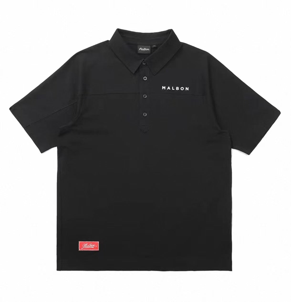 Malbon men's casual quick-dry golf polo shirt in Black, front view
