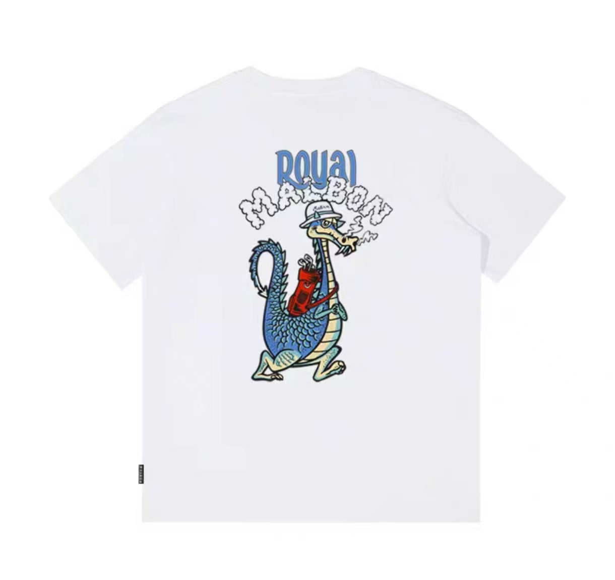 Malbon Unisex Dragon Graphic Heavyweight Golf T-Shirt White back view