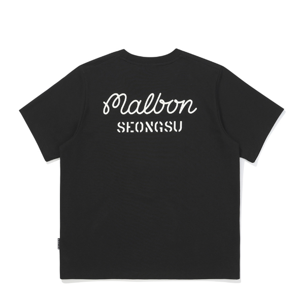 Malbon men's black signature graphic T-shirt back view