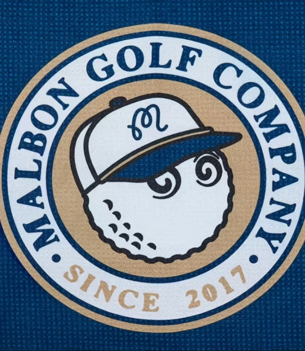Malbon Blue Microfiber Golf Towel — close-up of microfiber pile