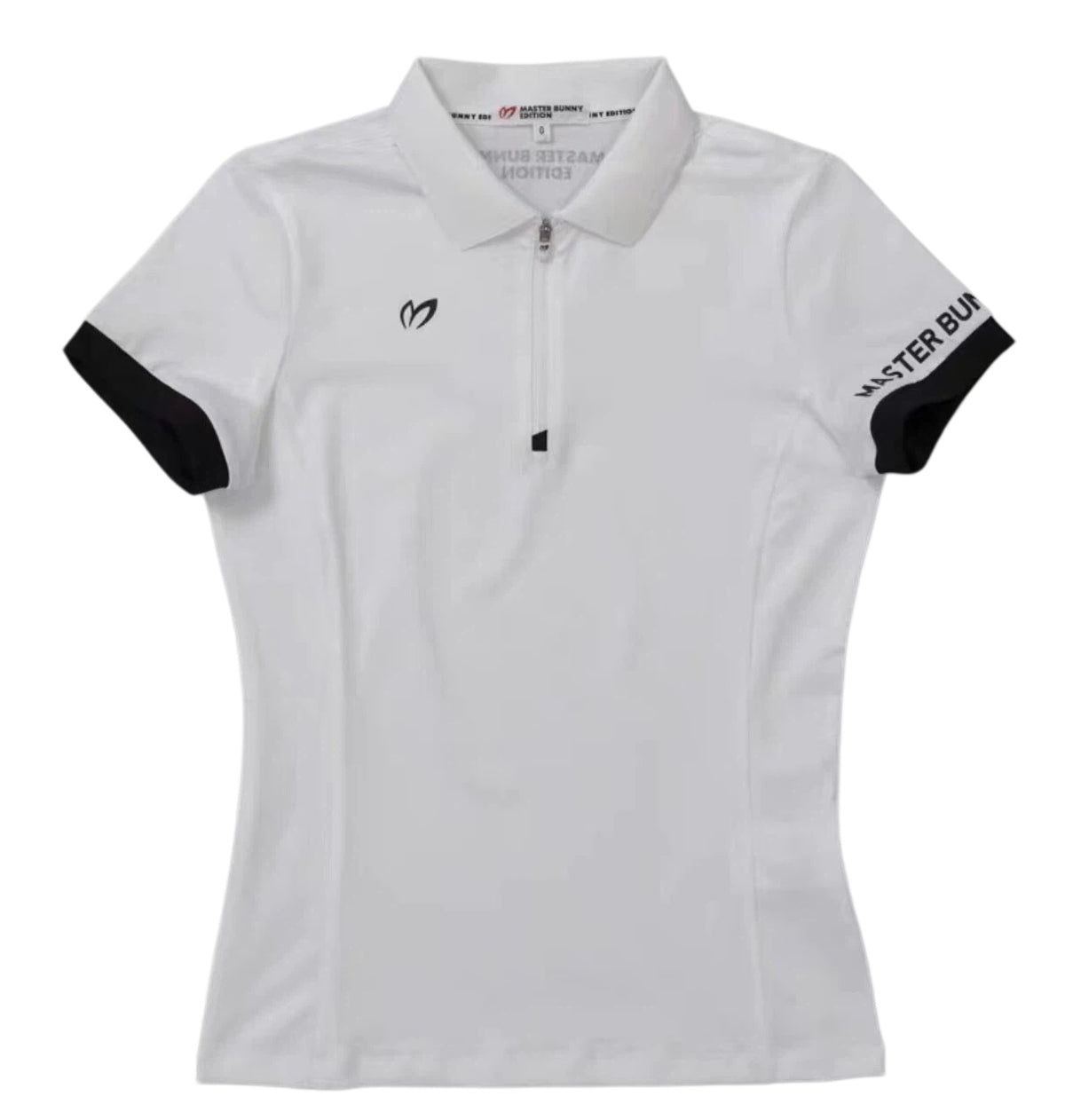 Women’s Summer Quick-Dry Zip Slim Golf Shirt in White - product view