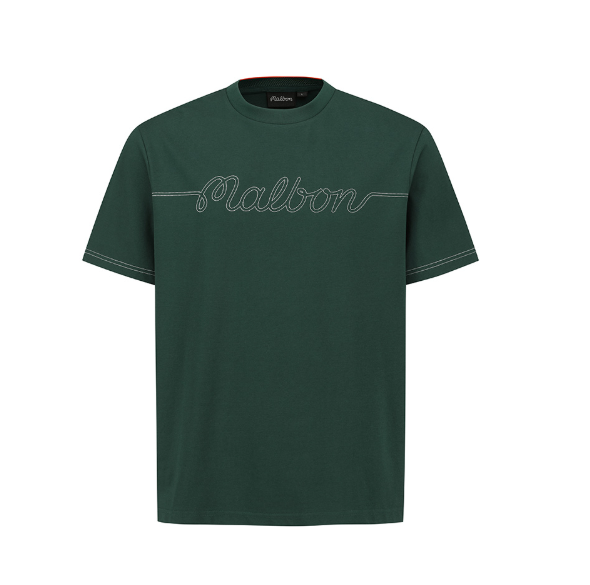 Malbon men's green barrel stitch graphic T-shirt front view