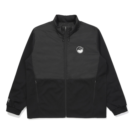 Malbon men's black lightweight windproof golf jacket front view