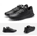 men’s waterproof leather golf shoes in Black, pair and multi-angle views
