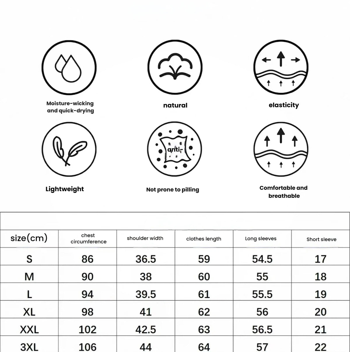 Women’s Summer Breathable Quick-Dry Versatile Golf Shirt size chart