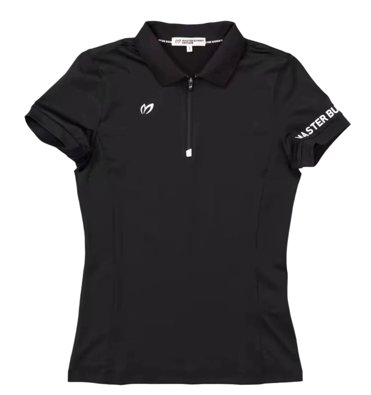 Women’s Summer Quick-Dry Zip Slim Golf Shirt in Black - product view