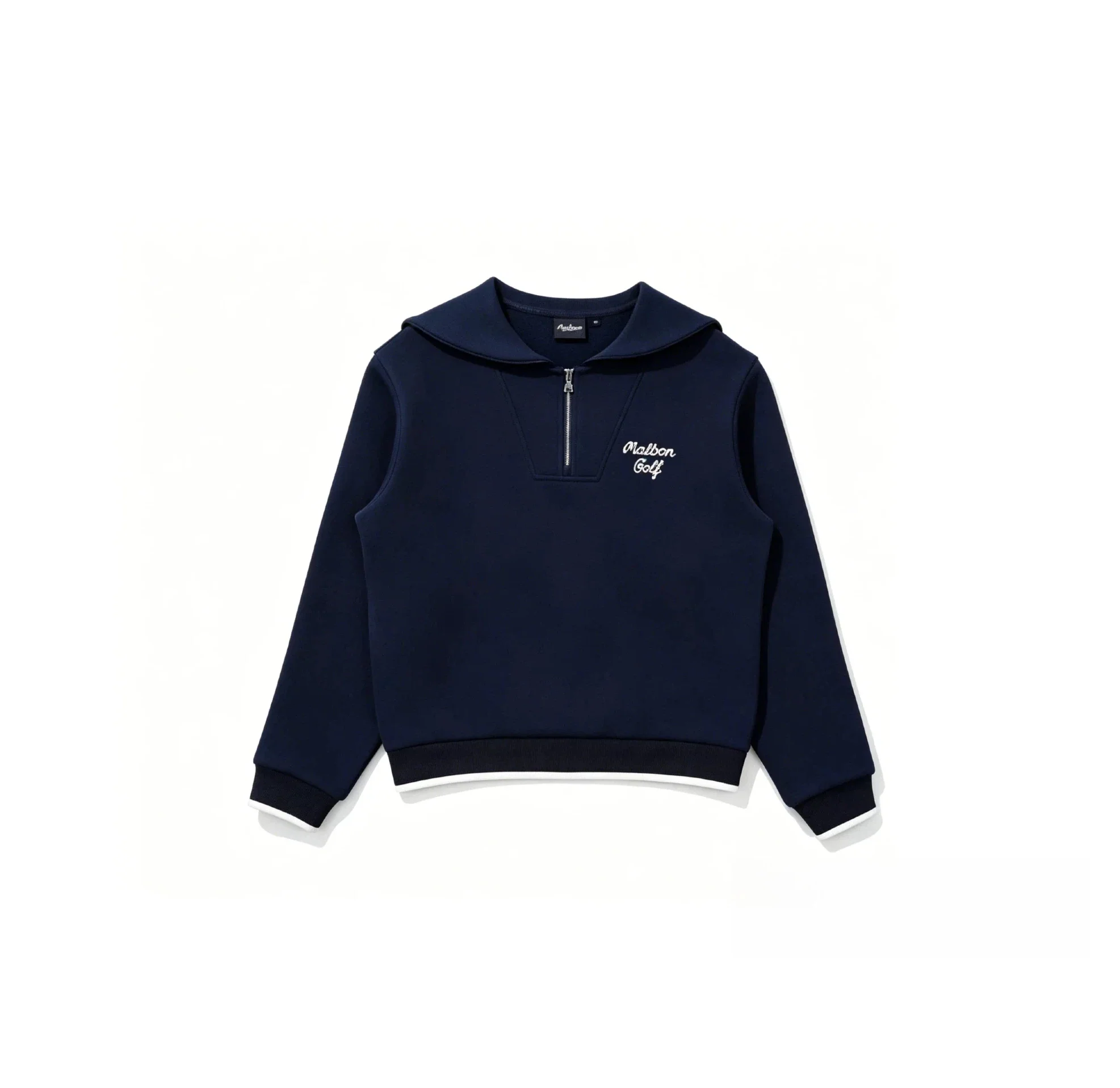 Malbon Women's Half Zip Sweatsuit Set - Embroidered Golf Outfit Navy Blue front view