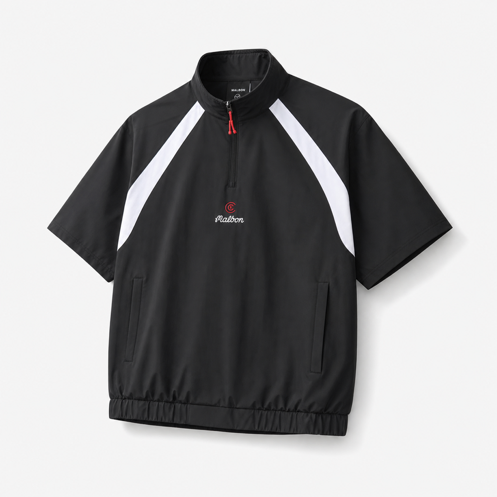 Malbon CLOT black golf windshirt front view