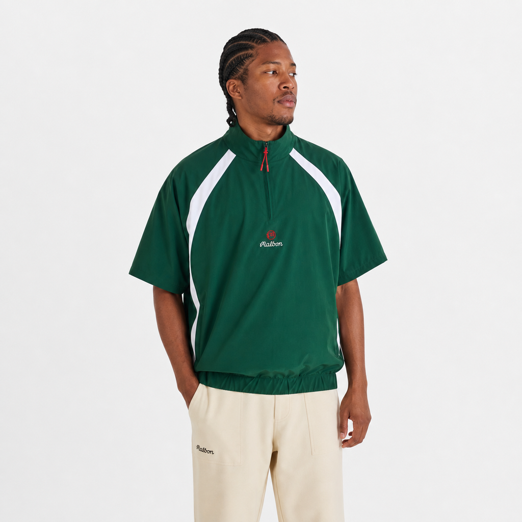 Malbon CLOT green golf windshirt back view
