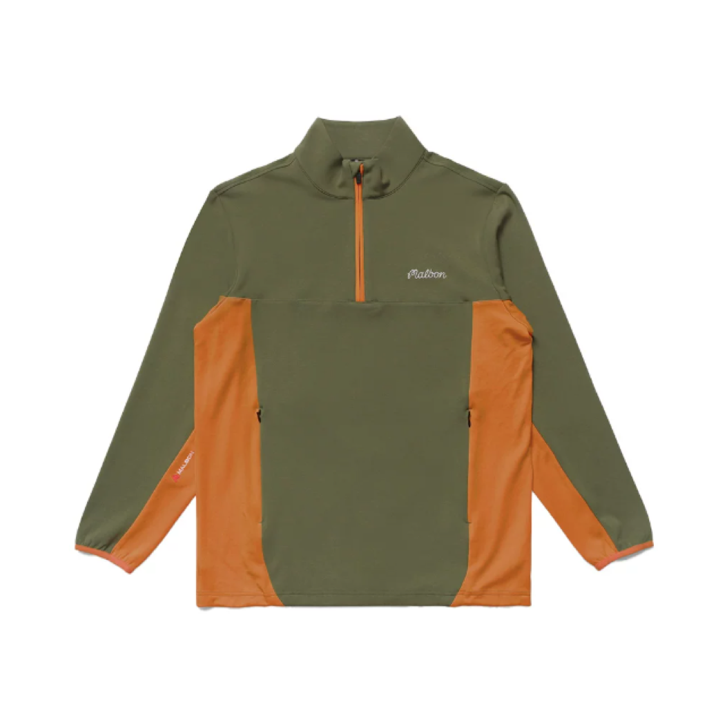 Malbon Contrast Quarter Zip Pullover Olive Green product view