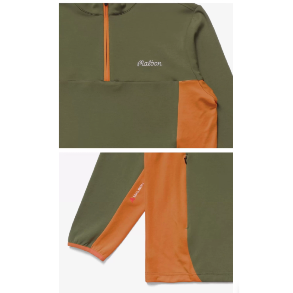 Malbon Contrast Quarter Zip Pullover Olive Green product view