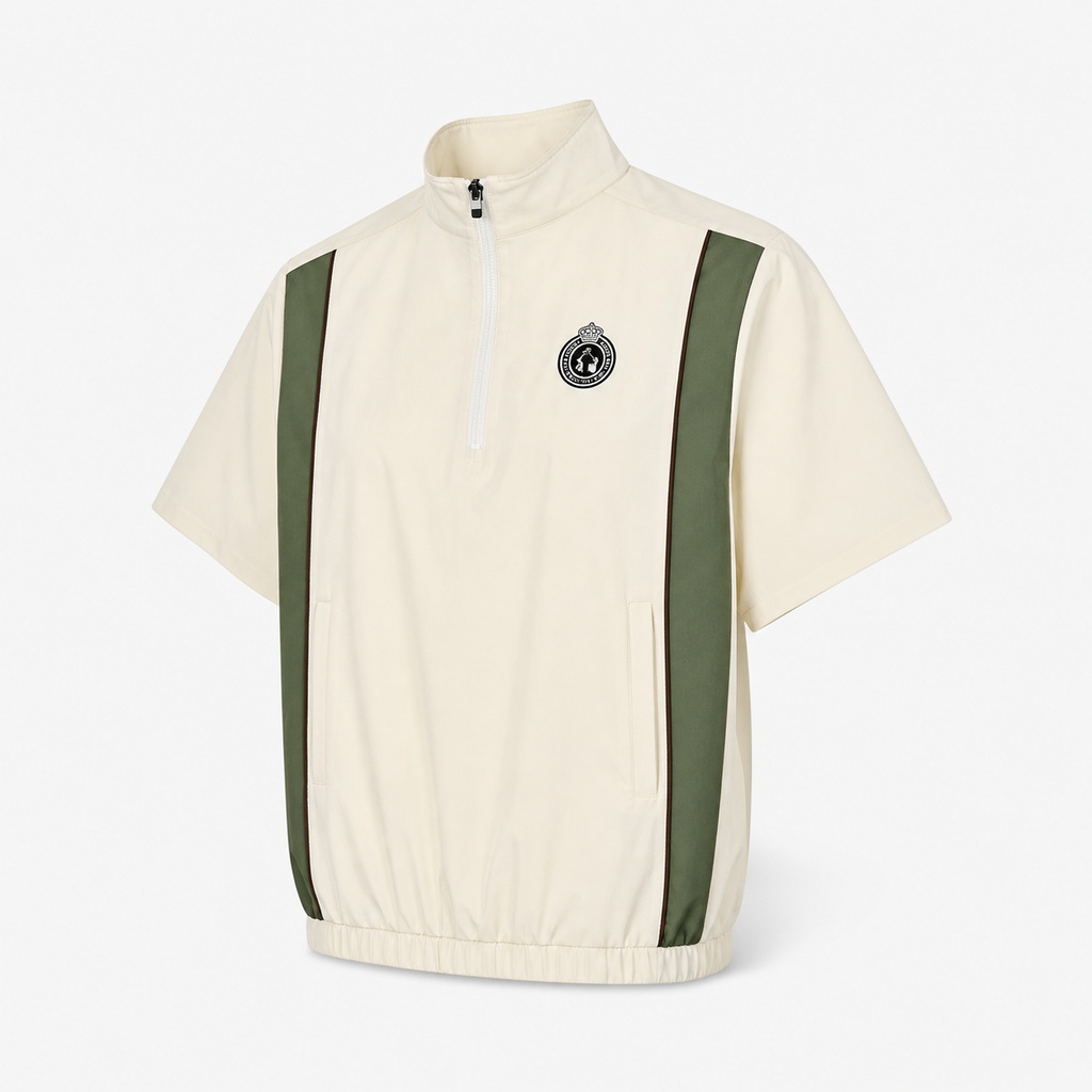 Malbon Links Oakwood Windshirt Beige front view golf jacket